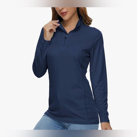 Tops - NWT- NAVY BLUE 1/4Zip Athletic Pull Over
W/T sun protection & lightweight